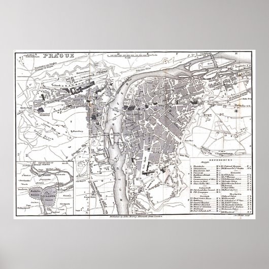  kaart van Praag (1858) Poster (Voorkant)