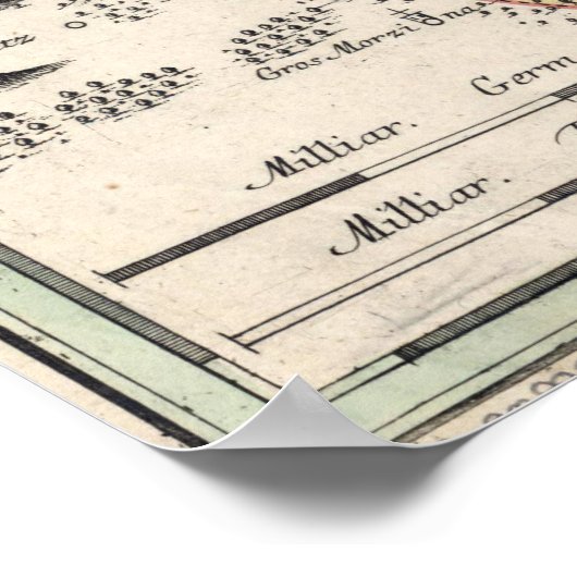 kaart van Praag en omgeving (1740) Poster (Hoek)