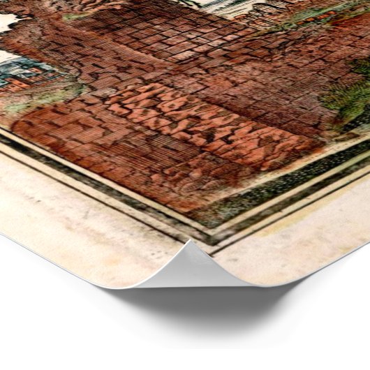  kaart van Praag Tsjechië (1730) Poster (Hoek)