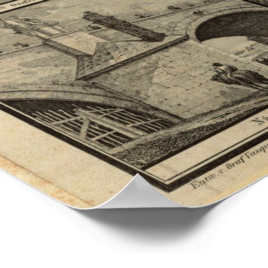  kaart van Praag Tsjechië (1845) Poster (Hoek)