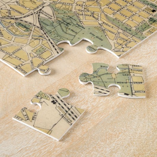  kaart van Praag Tsjechië (1905) Legpuzzel (Zijkant)