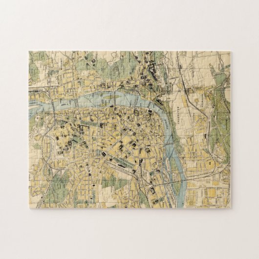  kaart van Praag Tsjechië (1905) Legpuzzel (Horizontaal)