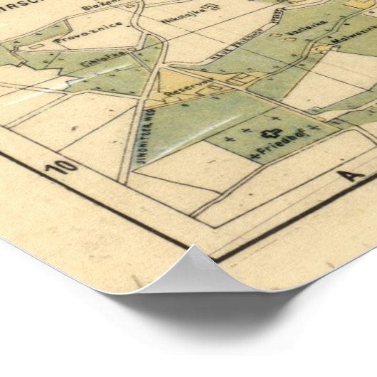  kaart van Praag Tsjechië (1905) Poster (Hoek)