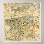  kaart van Praag Tsjechië (1905) Poster (Voorkant)