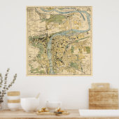 kaart van Praag Tsjechië (1905) Poster (Keuken)