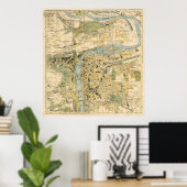 kaart van Praag Tsjechië (1905) Poster (Thuiskantoor)