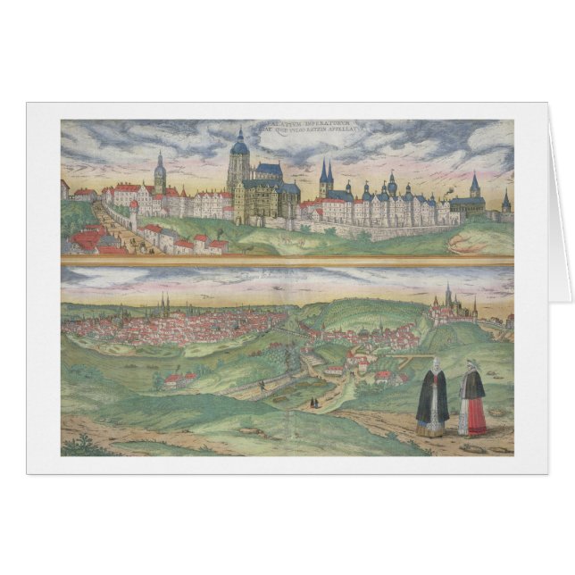 Kaart van Praag, van "Civitates Orbis Terrarum" do (Voorkant Horizontaal)