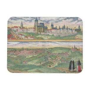 Kaart van Praag, van "Civitates Orbis Terrarum" do Magneet
