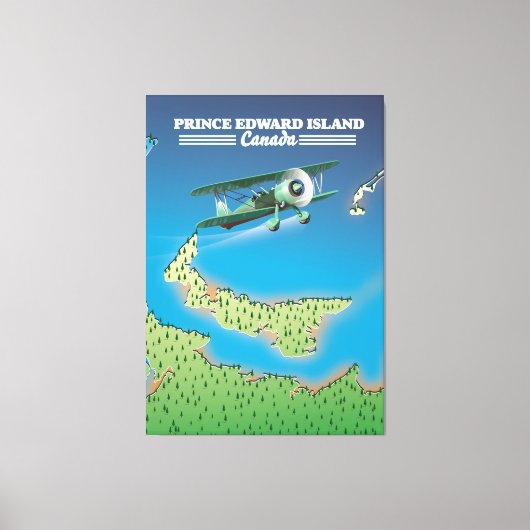 Kaart van Prince Edward Island, Canada. Canvas Afdruk (Voorkant)