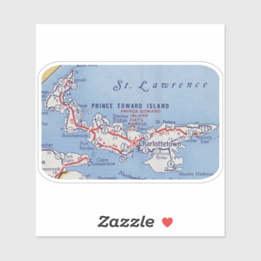  kaart van Prince Edward Island Sticker (Vel)