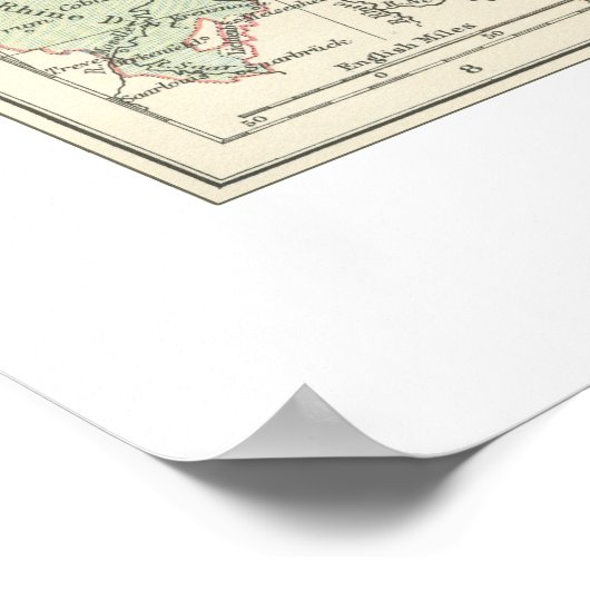 Kaart van Pruisen in Afdruk 1866 Poster (Hoek)