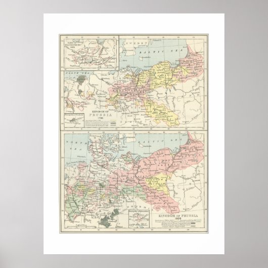 Kaart van Pruisen in Afdruk 1866 Poster (Voorkant)