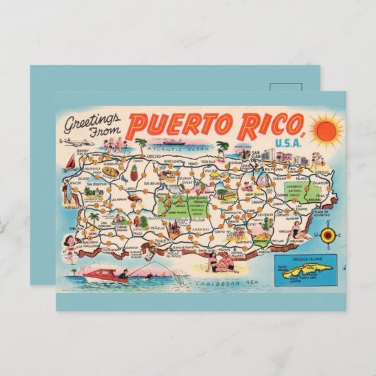 kaart van Puerto Rico (Voorkant / Achterkant)