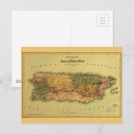 Kaart van Puerto Rico (1886) (Voorkant / Achterkant)