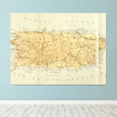 kaart van Puerto Rico (1898) Canvas Afdruk (Insitu (Houten vloer))