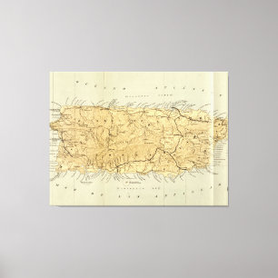 kaart van Puerto Rico (1898) Canvas Afdruk
