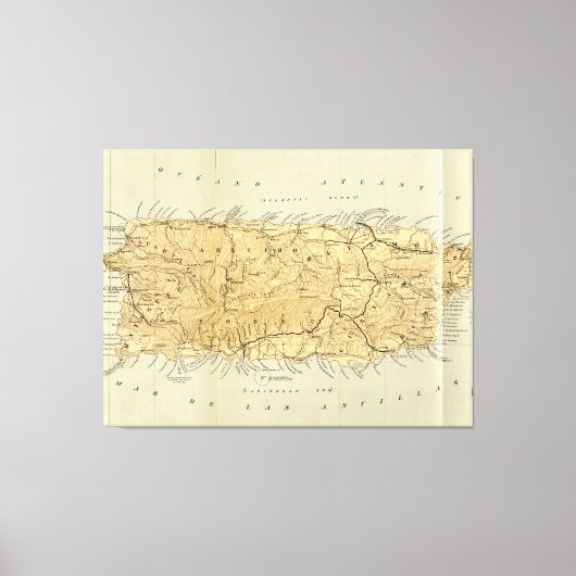 kaart van Puerto Rico (1898) Canvas Afdruk (Voorkant)