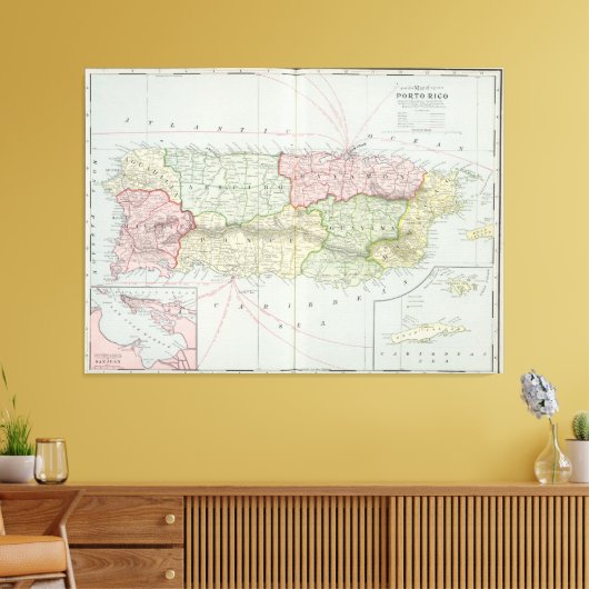  kaart van Puerto Rico (1901) Canvas Afdruk (Insitu (Woonkamer))