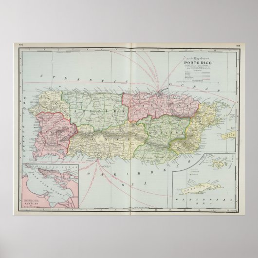  kaart van Puerto Rico (1901) Poster (Voorkant)