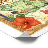 Kaart van Puerto Rico Kleurrijke  Print (Hoek)