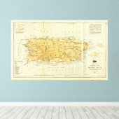 Kaart van Puerto RIco (Porto RIco) rond 1898 Canvas Afdruk (Insitu (Houten vloer))
