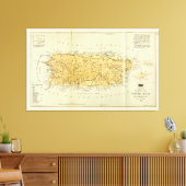 Kaart van Puerto RIco (Porto RIco) rond 1898 Canvas Afdruk (Insitu (Woonkamer))