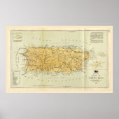 Kaart van Puerto RIco (Porto RIco) rond 1898 Poster (Voorkant)