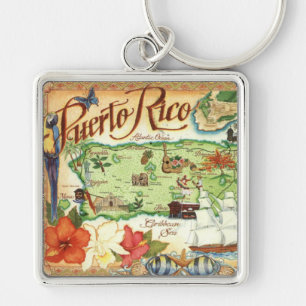 Kaart van Puerto Rico Sleutelhanger