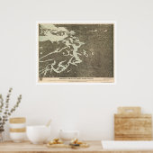 Kaart van Puget Sound Country in Washington 1891 Poster (Keuken)