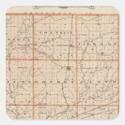 Kaart van Putnam County Vierkante Sticker (Voorkant)