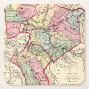 Kaart van Putnam, Kanawha, provincies Boone Kartonnen Onderzetters