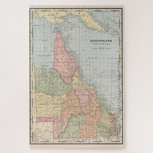 kaart van Queensland Australië (1901) Legpuzzel (Verticaal)