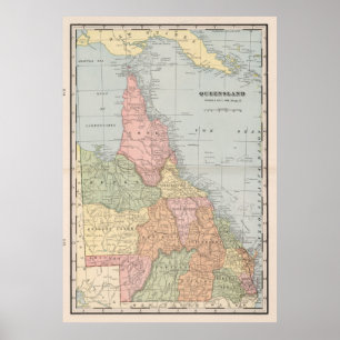 kaart van Queensland Australië (1901) Poster