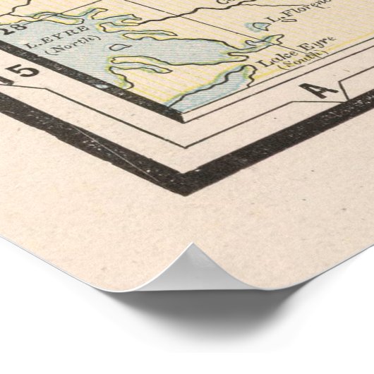 kaart van Queensland Australië (1901) Poster (Hoek)