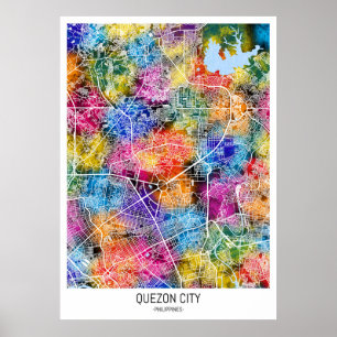 Kaart van Quezon City Filipijnen Poster