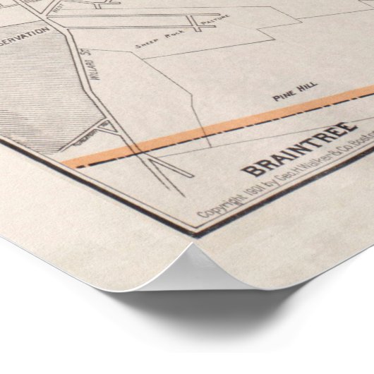  kaart van Quincy MA (1901) Poster (Hoek)