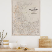  kaart van Quincy MA (1901) Poster (Keuken)