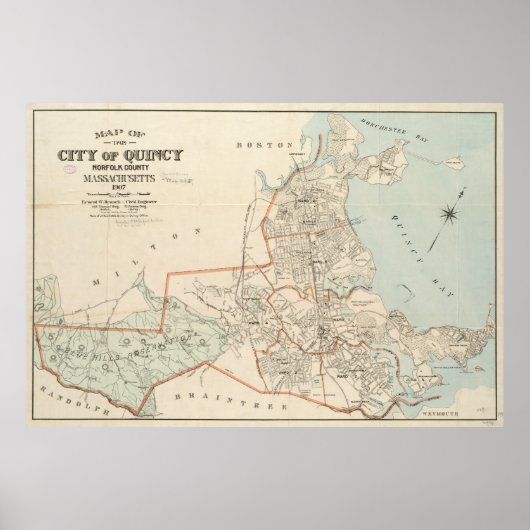  kaart van Quincy MA (1907) Poster (Voorkant)