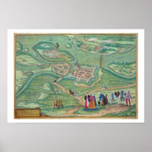 Kaart van Raab, van "Civitates Orbis Terrarum" doo Poster