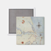 Kaart van Raleigh's Virginia Magneet (Voorkant / Achterkant)