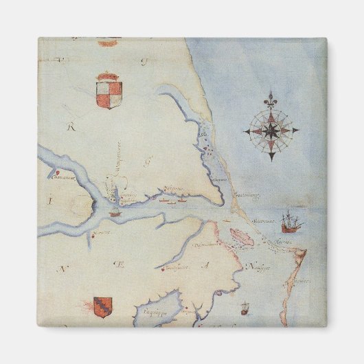 Kaart van Raleigh's Virginia Magneet (Voorkant)
