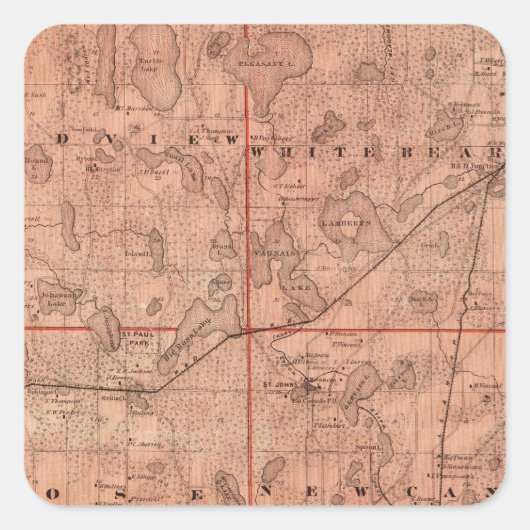 Kaart van Ramsey County, Minnesota Vierkante Sticker (Voorkant)