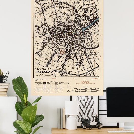  kaart van Ravenna Italië (1943) Poster (Thuiskantoor)