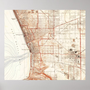 kaart van Redondo Beach & Torrance CA (1934) Poster