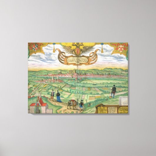 Kaart van Regensburg, uit "Civitates Orbis Terraru Canvas Afdruk (Voorkant)