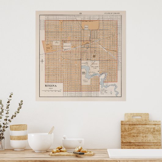  kaart van Regina Saskatchewan (1915) Poster (Keuken)