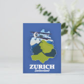 Kaart van regio Zürich Zwitserland (Staand voorkant)