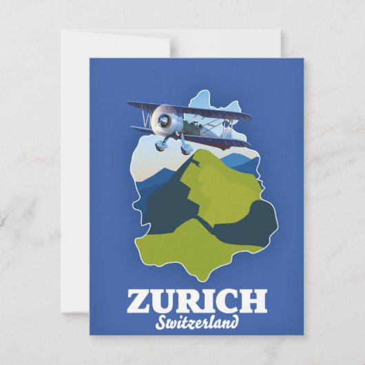 Kaart van regio Zürich Zwitserland (Voorkant)