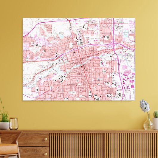  kaart van Reno Nevada (1967) Canvas Afdruk (Insitu (Woonkamer))