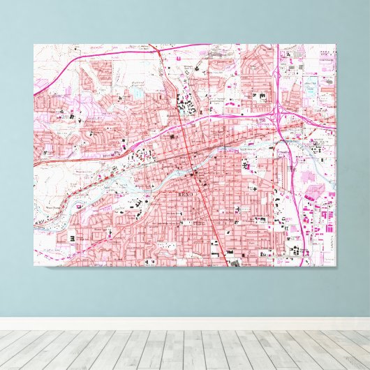  kaart van Reno Nevada (1967) Canvas Afdruk (Insitu (Houten vloer))
